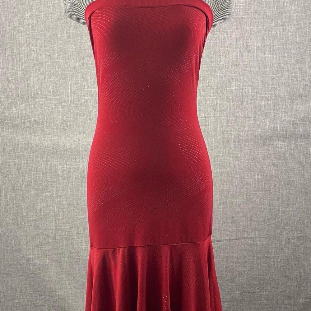 Y2K Red Sparkly Strapless Dress